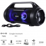 Akai ABTS-50 Αδιάβροχο φορητό ηχείο Bluetooth με TWS, USB, LED, micro SD και Aux-In  30W